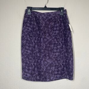 Spenser Jeremy Petites 8 Straight Skirt Purple 100% Silk Abstract Print Vintage